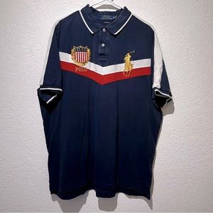 Vintage Polo Classic Fit Polo Shirt XXL Embroidered Horse Crest Striped